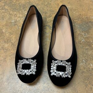 Michael Shannon Black Embellished Velvet Flats